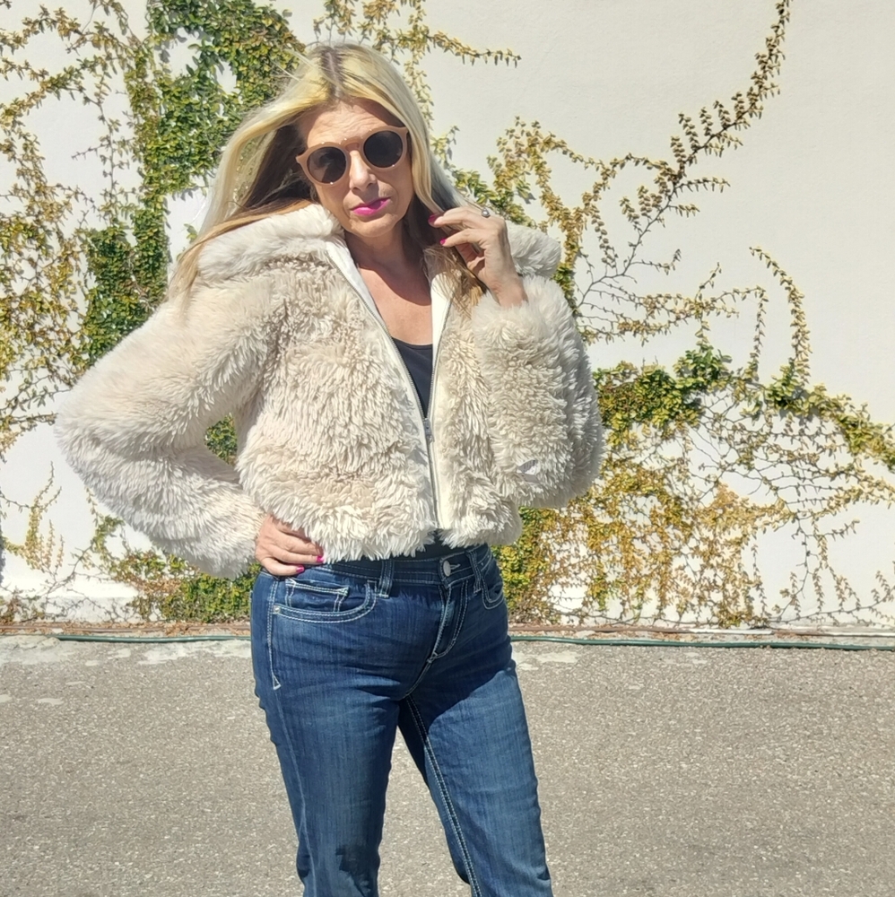 Abercrombie & Fitch Cream Teddy Jacket